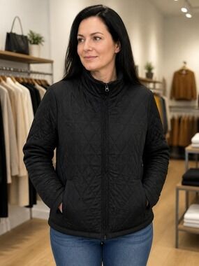 Athletech Womens Black Quilted Full-Zip Jacket Size Large